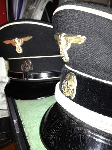 Caps from the Fa. Kornacker, ca. 1938, includes an officer redecorate from enlisted.