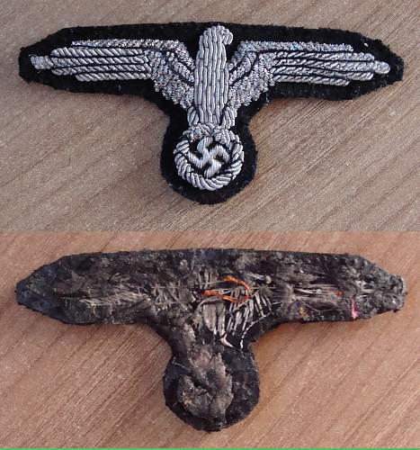 Early SS sleve eagle on Panzer cloth