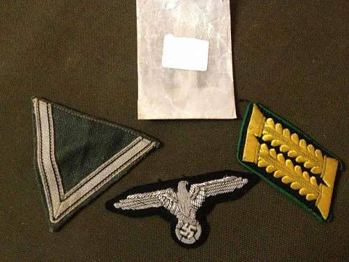 SS Eagle, V Patch and Army? Collar Patch - Opinions Please