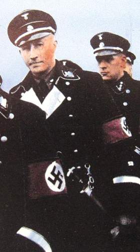 I want to see dress of the reinhard heydrich ss-general black overcoat full insignia please+++