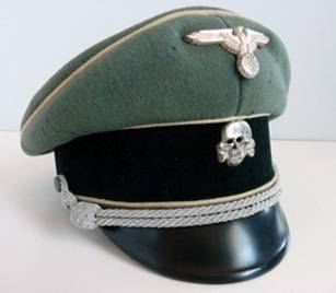 SS grey peaked cap with runic interior