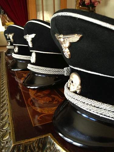 fake black SS senior leader cap, old stinker in complete preservation.