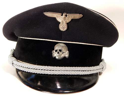 Black SS officer's cap: ex leading collection, ex the Shea Beaver book.