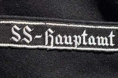 Fake SS Hauptamt cuff title versus real SS Hauptamt cuff title.