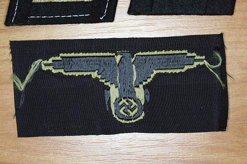SS Totenkopf Collar Tab, SS Tropical Sleeve Eagle and Panzer BeVo Breast Eagle