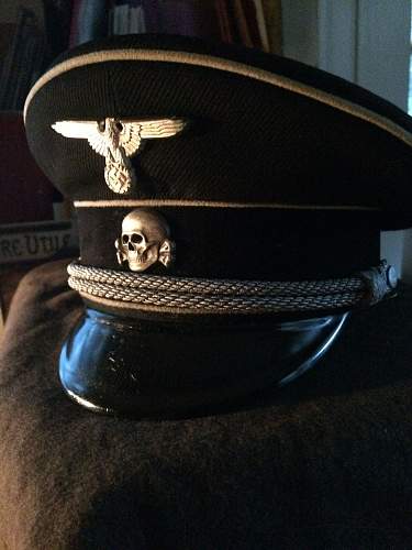 black SS officer cap fake