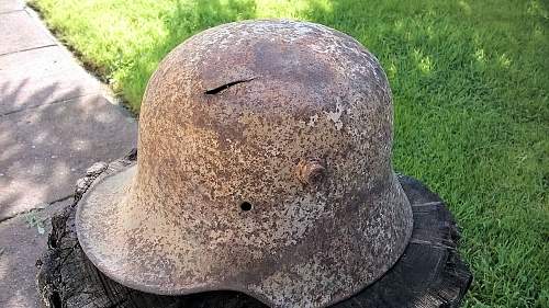 Stabilising a relic M16 helmet with beeswax