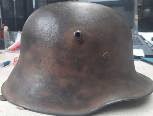 M18 German stahlhelm with remnants of pads and skinstrap.