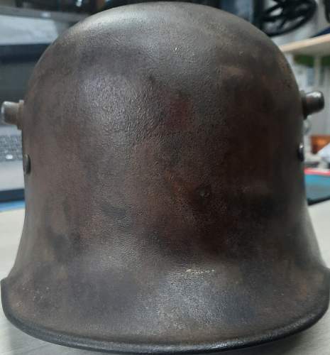 M18 German stahlhelm with remnants of pads and skinstrap.