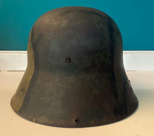 Imperial German helmet with mimikri camo with battle damage