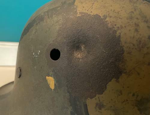 Imperial German helmet with mimikri camo with battle damage