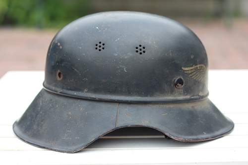 Luftschutz helmet with decal.