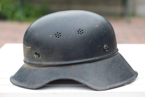 Luftschutz helmet with decal.