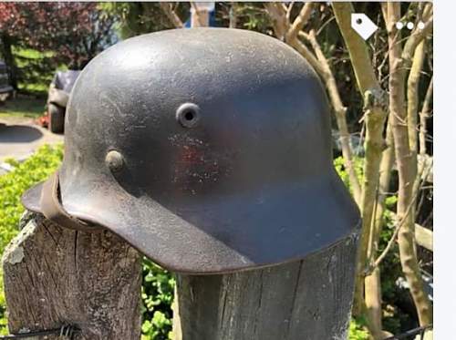 M40 quist helmet with red marking on front