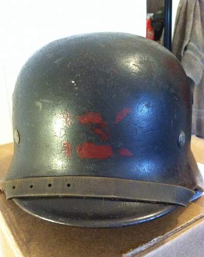 M40 quist helmet with red marking on front