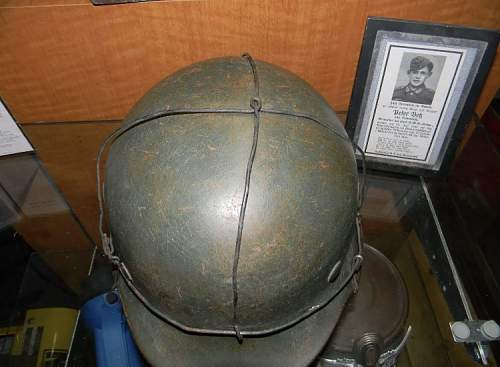 German helmet with wire.