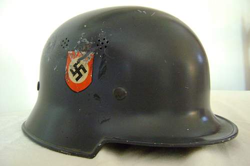 Double Decal M34 Fire/Police Helmet - Rare Gray Paint