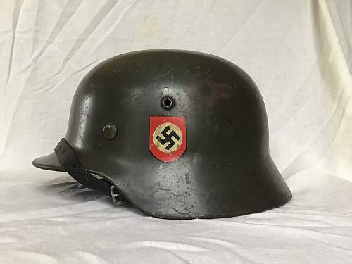 M35 Double Decal 4th SS Police Division(?) Helmet - ET64 - Lot# 4395