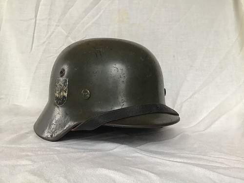 M35 Double Decal 4th SS Police Division(?) Helmet - ET64 - Lot# 4395