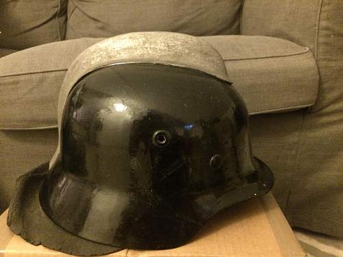 Reused NS64 M40 Stahlhelm by fire brigade.