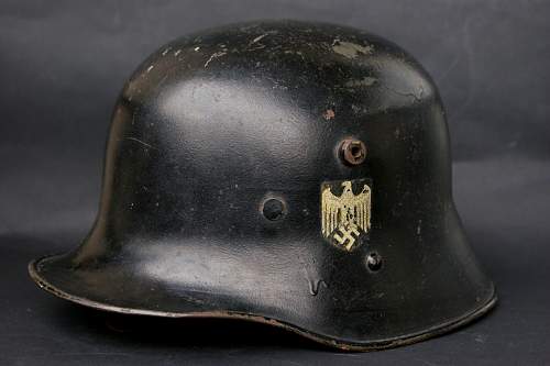 Austrian M17  Helmet  used  by early  Bahnschutz