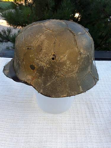 Camo M40 helmet w/ wire basket