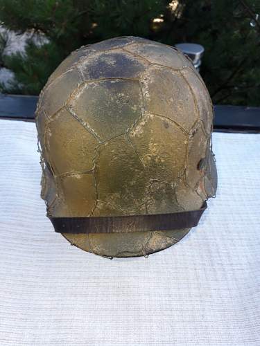 Camo M40 helmet w/ wire basket