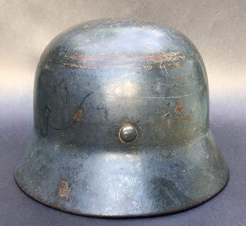 DD M35 Luftwaffe Helmet with early Straight Leg, Droop tail decal.