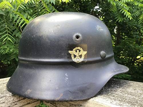 M40 Reverse Decal Beaded Combat Police Helmet - EF 64?  - Lot # 11633