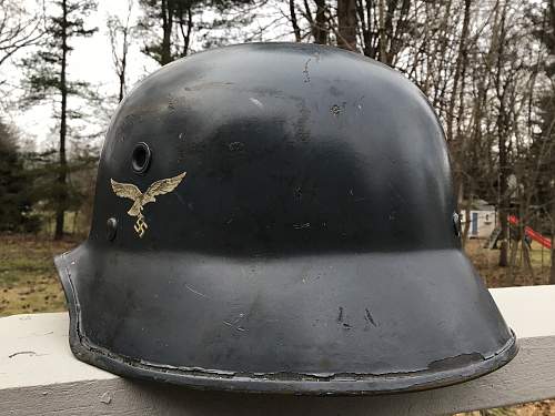 A Pair of Double Decal Luftwaffe Vulkanfiber Parade Helmets - Interesting Decals