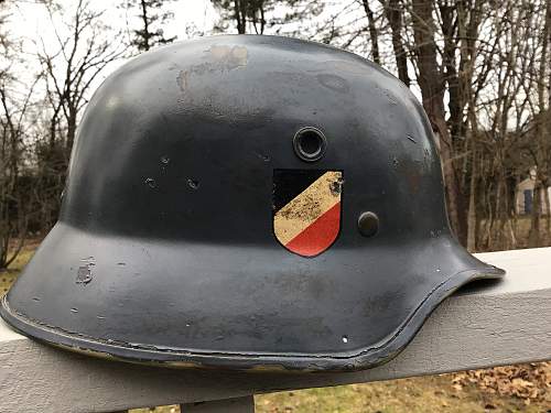 A Pair of Double Decal Luftwaffe Vulkanfiber Parade Helmets - Interesting Decals