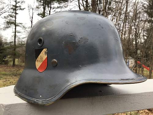 A Pair of Double Decal Luftwaffe Vulkanfiber Parade Helmets - Interesting Decals