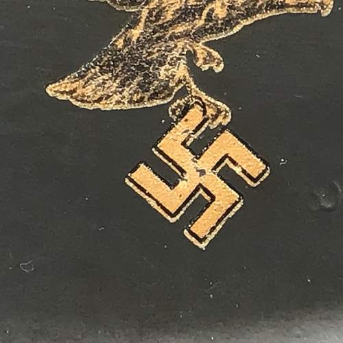 A Pair of Double Decal Luftwaffe Vulkanfiber Parade Helmets - Interesting Decals