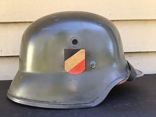 A Pair of Double Decal Luftwaffe Vulkanfiber Parade Helmets - Interesting Decals