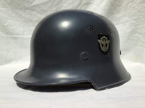 Square Dip Blue/Grey M34 Double Decal Fire Police Helmet