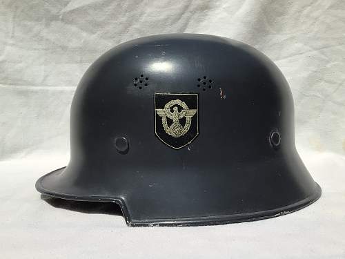 Square Dip Blue/Grey M34 Double Decal Fire Police Helmet