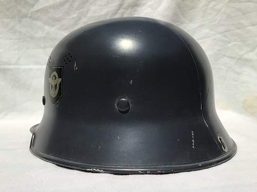 Square Dip Blue/Grey M34 Double Decal Fire Police Helmet