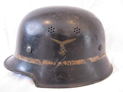 Three DD M34 Luftwaffe Crash Crew Helmets  -   Early Gold Leaf Adler Decals