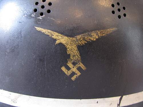 Three DD M34 Luftwaffe Crash Crew Helmets  -   Early Gold Leaf Adler Decals