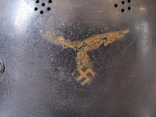 Three DD M34 Luftwaffe Crash Crew Helmets  -   Early Gold Leaf Adler Decals