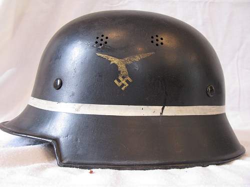 Three DD M34 Luftwaffe Crash Crew Helmets  -   Early Gold Leaf Adler Decals