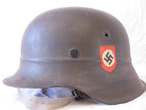 M42 Beaded Luftschutz Combat Police Helmet - Reverse Decal