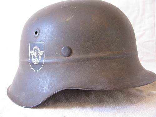 M42 Beaded Luftschutz Combat Police Helmet - Reverse Decal