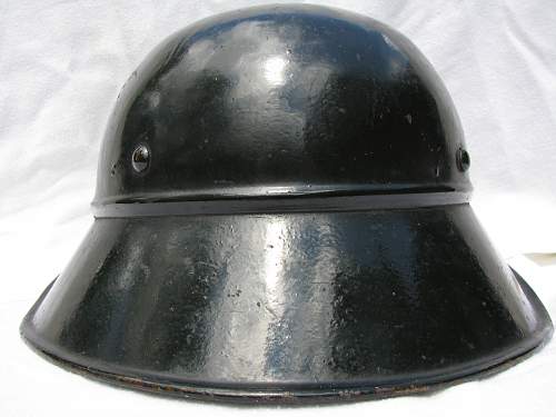 Three Piece Luftschutz Helmet - Double Decal - Smooth Dark Green Paint