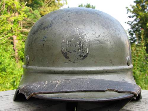 M35 Beaded Helmet - Triple Decal - Volkssturm Used?