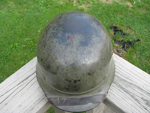 M35 Beaded Helmet - Triple Decal - Volkssturm Used?