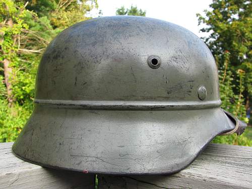 M35 Beaded Helmet - Triple Decal - Volkssturm Used?