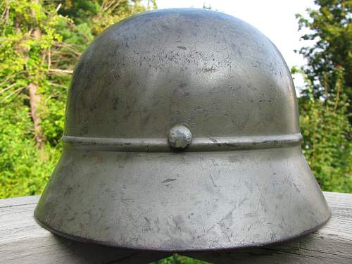 M35 Beaded Helmet - Triple Decal - Volkssturm Used?