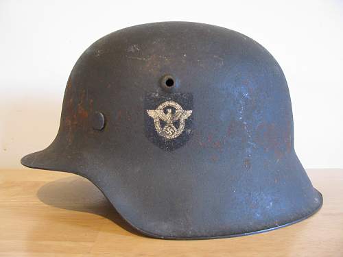 DD M42 Combat Police Helmet - HKP 64-Lot # 3609- Unbordered Police Adler