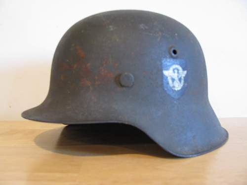 DD M42 Combat Police Helmet - HKP 64-Lot # 3609- Unbordered Police Adler